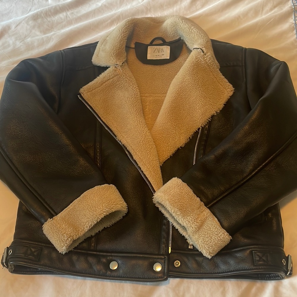 Zara kids fur moto jacket